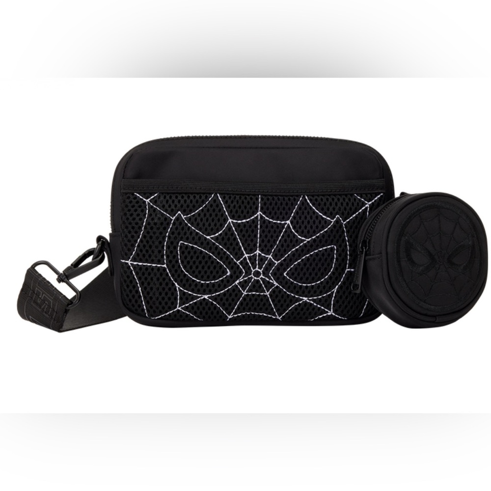 Marvel Loungefly Black and White Suit Spider-man Crossbody Bag with Coin Purse